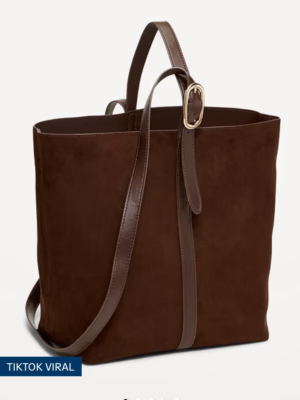 Old Navy Brown Suede Leather Medium Tote Handbag